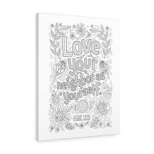 Scripture Sign Love Your Neighbor Mark 12:31 Bible Verse Canvas Christian Wall